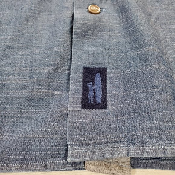Johnnie-O Shirt Mens Large Chambray Tailored Fit Casual Button Up Coastal Preppy - Picture 8 of 14